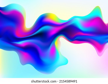 Abstract liquid holographic gradient shape. 3D Vector design element. 