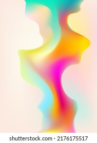 Abstract liquid holographic gradient shape. 3D Vector colorful design element.