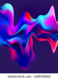 Abstract liquid holographic gradient shape. 3D Vector design element.