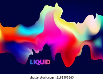 Abstract liquid holographic gradient shape. 3D Vector colorful design element. 