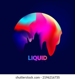 Abstract liquid holographic gradient shape. 3D Vector colorful design element.