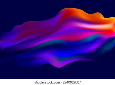 Abstract liquid holographic gradient shape. 3D Vector design element.