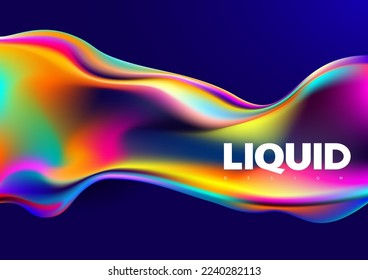 Abstract liquid holographic gradient shape. Colorful fluid design element.