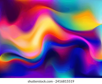 Abstract liquid holographic gradient shape. Colorful 3D Vector background.