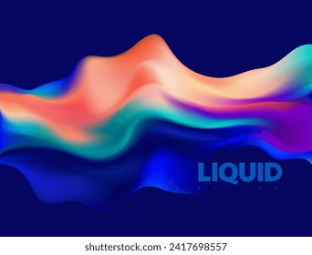 Resumen de forma de gradiente holográfico líquido. Elemento de diseño de vectores 3D.
