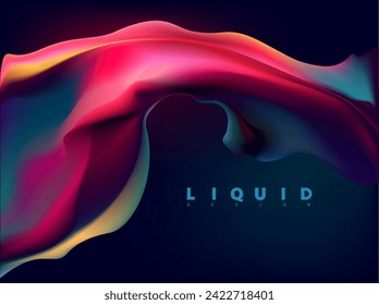 Abstract liquid holographic gradient shape. 3D Vector design element.