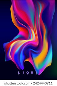 Abstract liquid holographic gradient shape. 3D Vector design element.