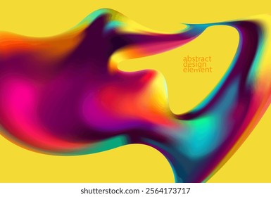 Abstract liquid holographic gradient shape. 3D Vector design element.