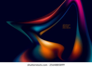Abstract liquid holographic gradient shape. 3D Vector design element.	