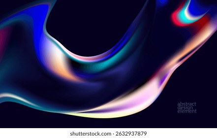 Forma de gradiente holográfico líquido Abstractas. Elemento de diseño de Vector 3D.