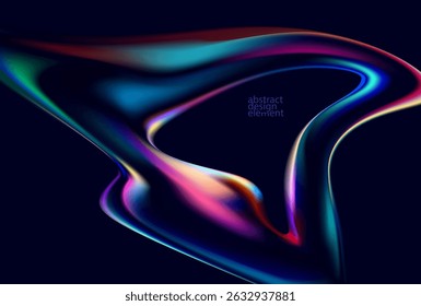 Abstract liquid holographic gradient shape. 3D Vector design element.	