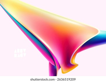 Abstract liquid holographic gradient shape on white background. 3D Vector design element.