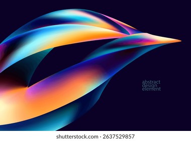 Abstract liquid holographic gradient shape. 3D Vector design element