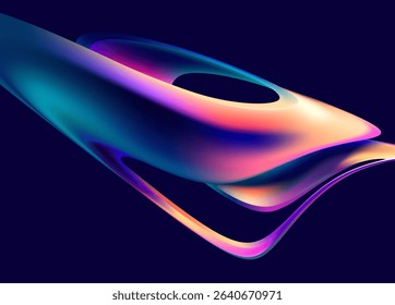 Abstract liquid holographic gradient shape. 3D Vector design element.