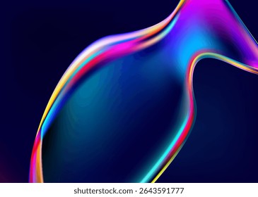 Forma de gradiente holográfico líquido abstrato. Elemento de design de vetor 3D.