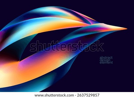 Abstract liquid holographic gradient shape. 3D Vector design element