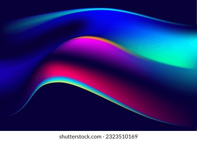 Abstract liquid holographic shape. Colorful fluid design elements on dark background. Vector 3D background.	