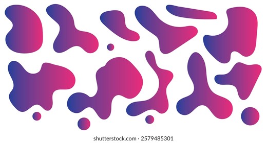 Abstract liquid irregular blotch shapes set. Liquid irregular blotch shapes. Organic amoeba blob abstract elements graphic flat style