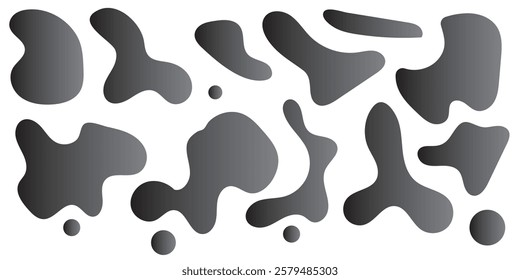 Abstract liquid irregular blotch shapes set. Liquid irregular blotch shapes. Organic amoeba blob abstract elements graphic flat style