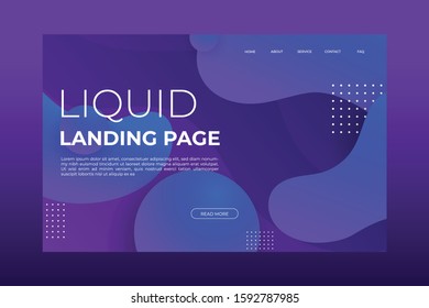 Abstract liquid landing page template vector