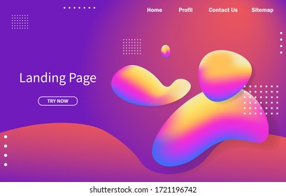 Abstract liquid landing page template Vector