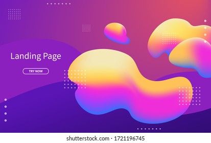 Abstract liquid landing page template Vector
