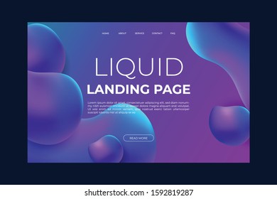 Abstract liquid landing page vector template