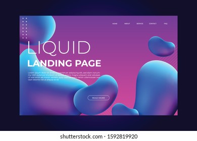 Abstract liquid landing page vector template