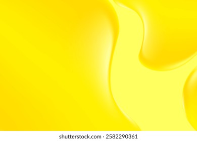 Abstract liquid lemon yellow texture, golden holographic liquid oil or serum bubbles texture background with copy space. Fluid organic forms, smooth fluid gel, collagen