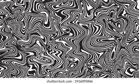 Abstract liquid lines background. Monochrome graffiti art. Black and white grunge wall painting, poster.