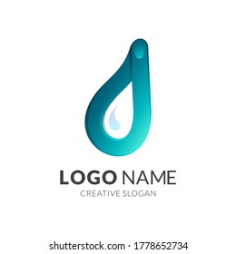  Resumen Vector de logotipo líquido, naturaleza del logotipo de caída de agua