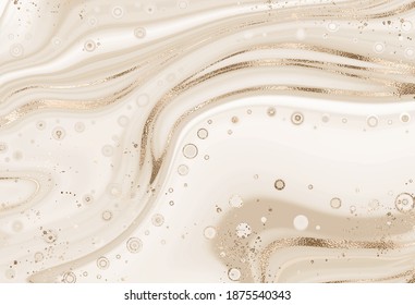 Abstract liquid marble painting background with gold glitter splash.