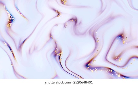 Abstract liquid marble stone background design with natural texture and gold glitter.