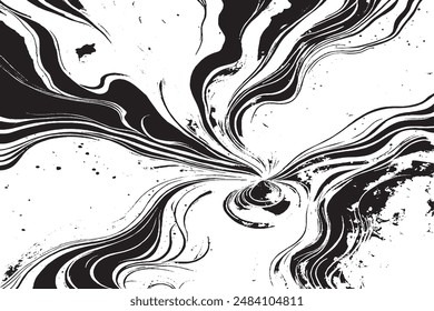 Abstract Liquid Marble Texture with Black and White Fluid Art Acrylic Design Background