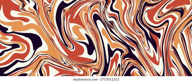 Una textura de mármol líquido abstracto. El diseño presenta un patrón de remolino de colores entremezclados, principalmente tonos de naranja, marrón, beige y un muy oscuro, casi negro, púrpura.