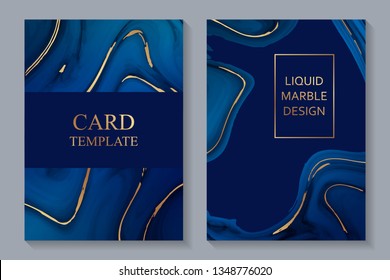 Abstract liquid marble texture with golden streaks. Templates for greeting cards, invitations, rsvp.