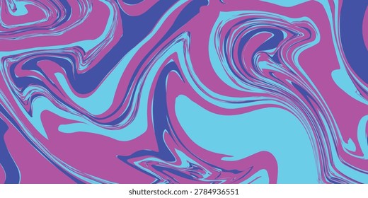 Abstract liquid marble texture with swirls of neon magenta  electric blue and bright cyan  liquid acrylic pouring effect 