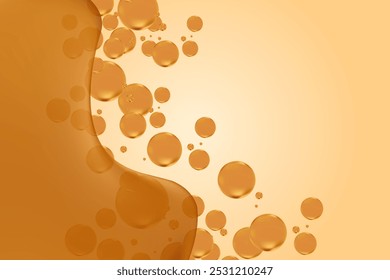 Abstract liquid milk chocolate texture, rich brown smooth fluid gradient, jelly or pudding textured background with copy space. Flowing bubbles, elegant glowing gel or oil, serum product display