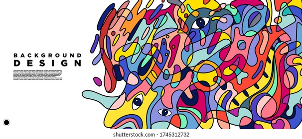 Abstrakte Flüssigkeit und Musik Thema. Fließgeometrische Konstruktion. Isolierte Gradientenwellen mit geometrischen Linien, Punkte, Batik Indonesien Muster. Vector-Abbildung.