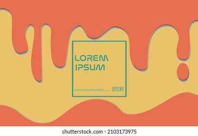 Abstract Liquid Orange 3D Paper Art Geometric background. Fluid shapes composition.