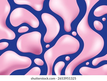 Abstract liquid organic shape pattern isolated on blue background. Design element can be used for poster, wallpaper, backdrop, banner, book cover, print, vector illustration