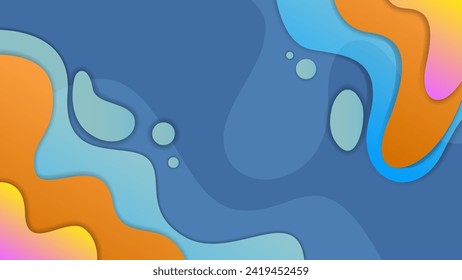 Abstract liquid papercut blue background