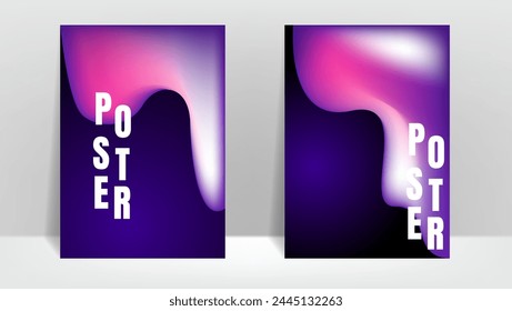 abstract liquid poster background design with dark purple and pink color. vector illustration