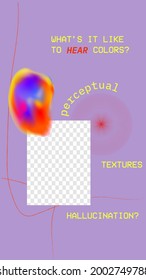 Abstract Liquid Purple Poster for Stories. Put Your Content Under Background. Hallucination Perceptual Theme. Vector illustration