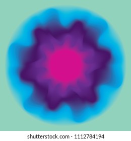 Abstract liquid round background in violet and blue colors. Circle gradient element. 