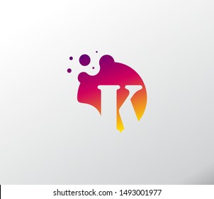 Abstract Liquid Rounded Dots Letter K Vector Logo