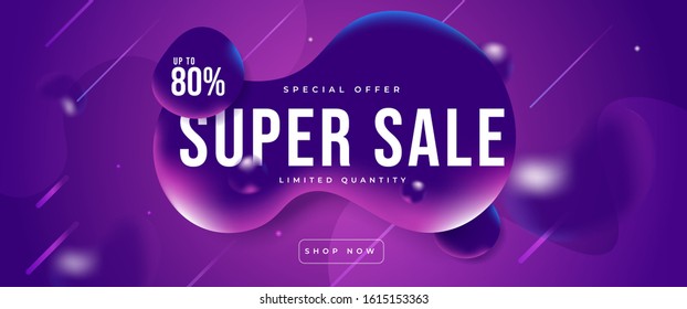 abstract liquid sale banner. fluid sale banner with gradient wave 3d background