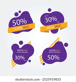 abstract liquid sale  banners colletion. sales sticker