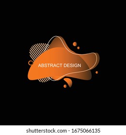 Abstract liquid shape design.Modern graphic colorful 3D flowing shape and line.Orange and black gradient color. Template vector for banner,logo,flyer,background.