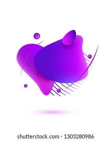 Abstract liquid shape. Fluid background. Isolated gradient waves with lines and balls. Liquid design. Vector illustration